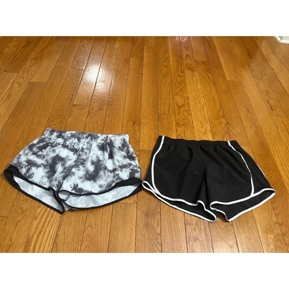 Athletic Works Girls XXL 18 Running Shorts Bundle Black Tie Dye 2 Pack